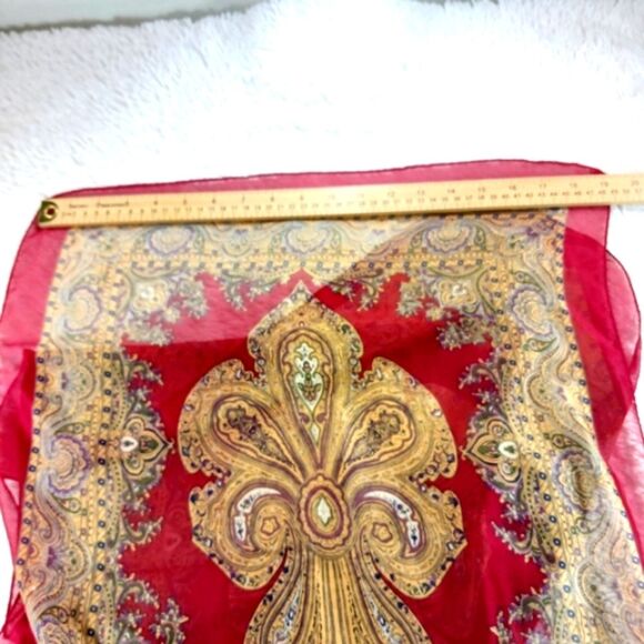 Luxurious Red and Gold Sheer Scarf Wrap - Picture 6 of 8